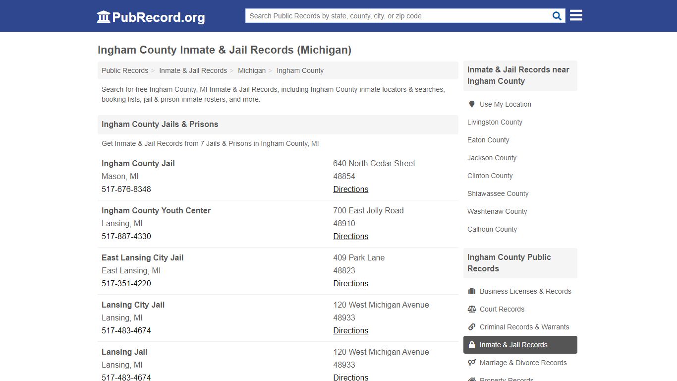 Free Ingham County Inmate & Jail Records (Michigan Inmate ...