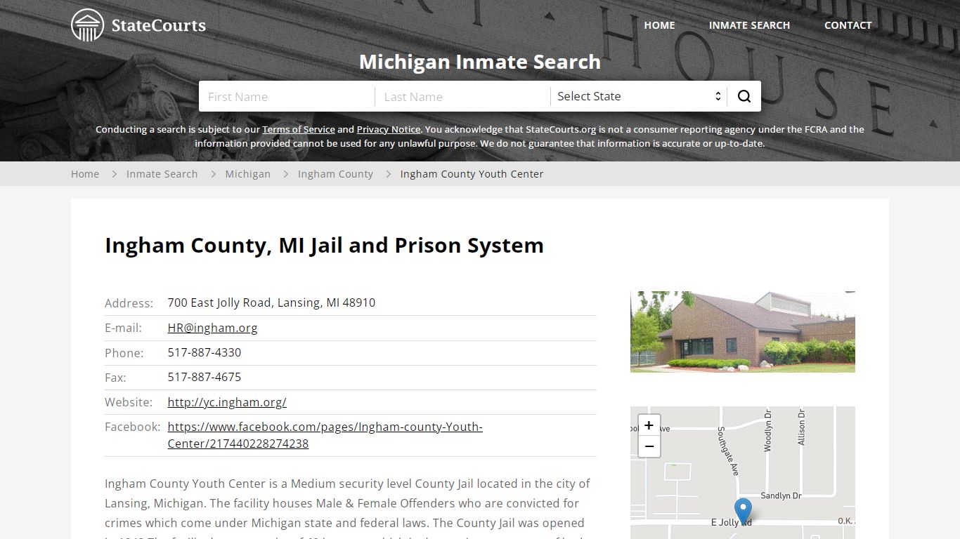 Ingham County Youth Center Inmate Records Search, Michigan ...